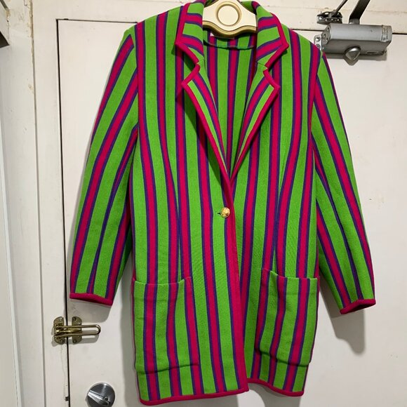 VINTAGE PORTS TRADEMARK DESIGNS WOOL STRIPE JACKETS SIZE M - Picture 2 of 14